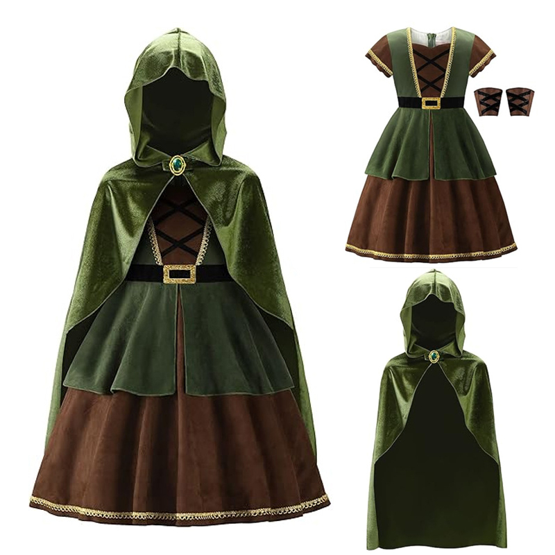 Halloween Costume Kids - Kids Medieval Hood Cloak Dress With