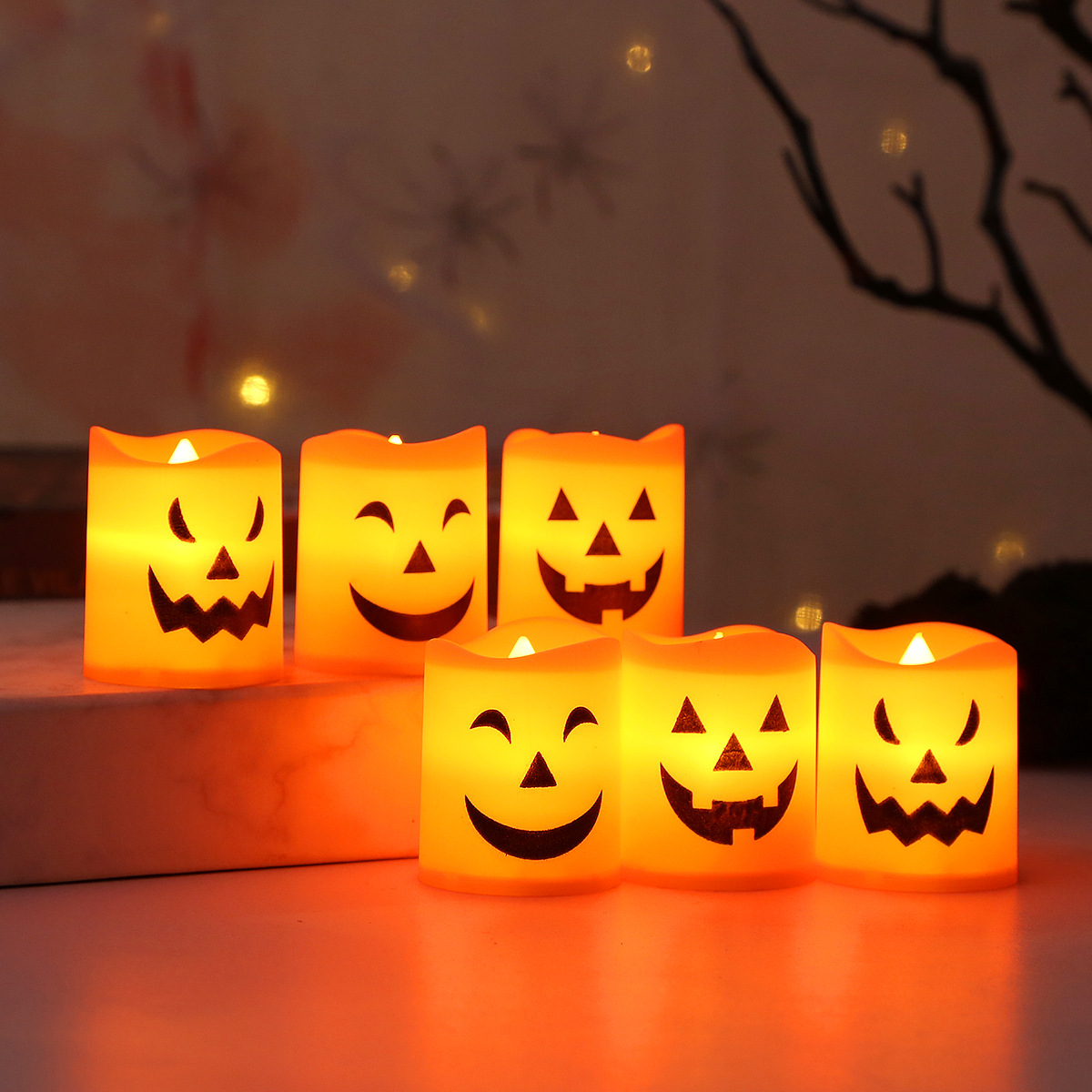Halloween Pumpkin Decor Led - 6pcs Halloween LED Ghost Pumpkin Candle