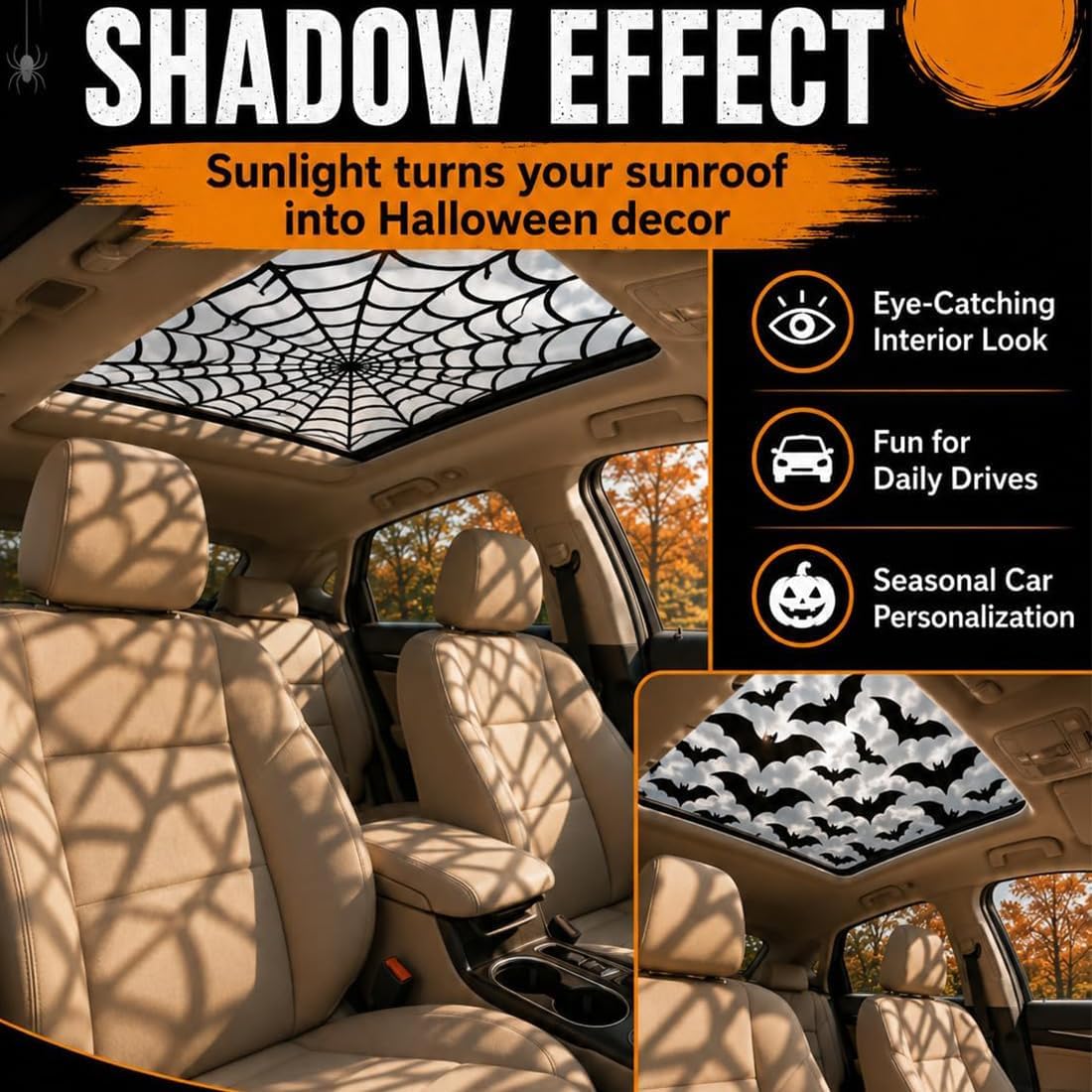 Car Sunroof Stickers Halloween - огляд і ціна Spider Web Halloween Decoration
