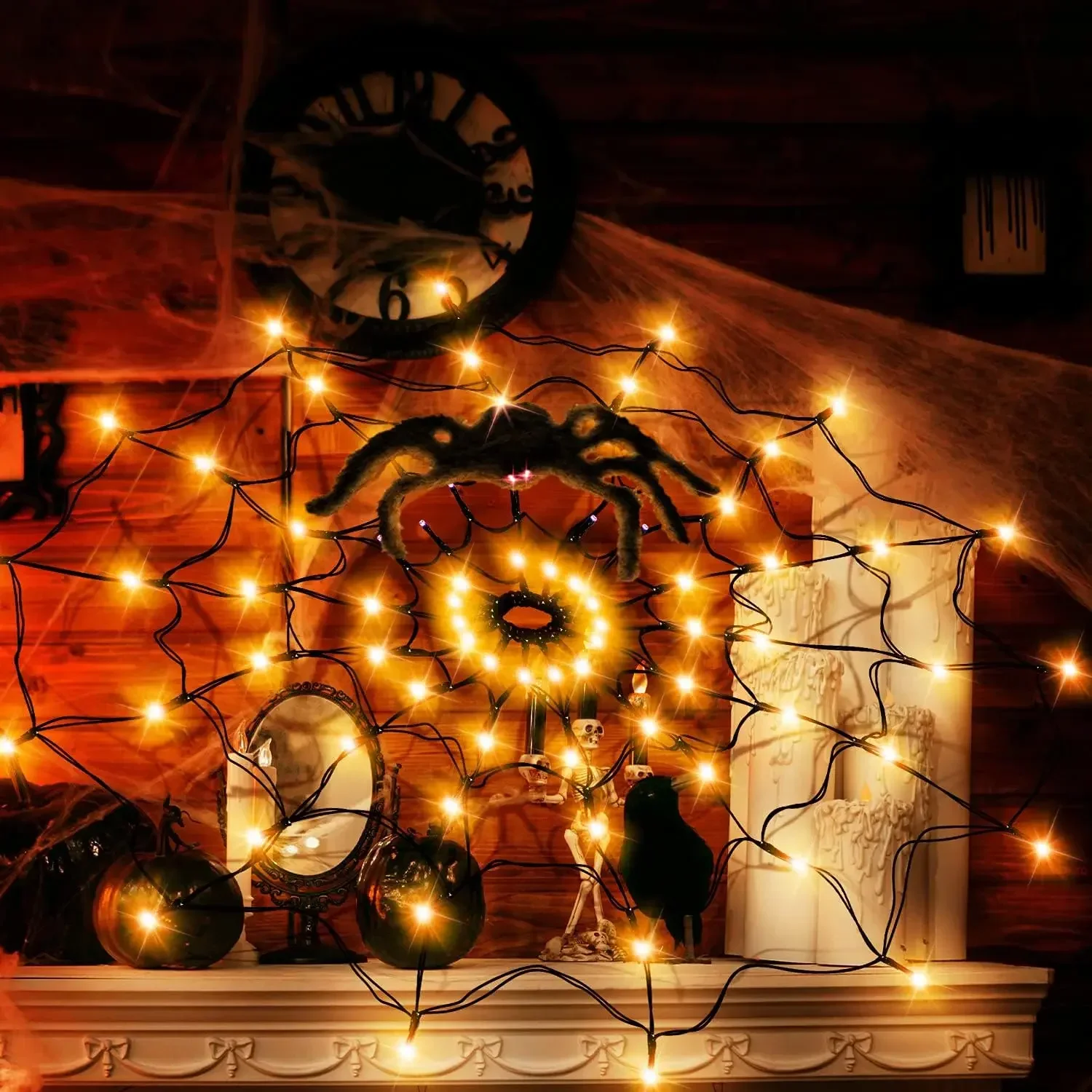1-4PCS Halloween Spider Web LE - огляд і ціна Halloween Led String Lights Orange