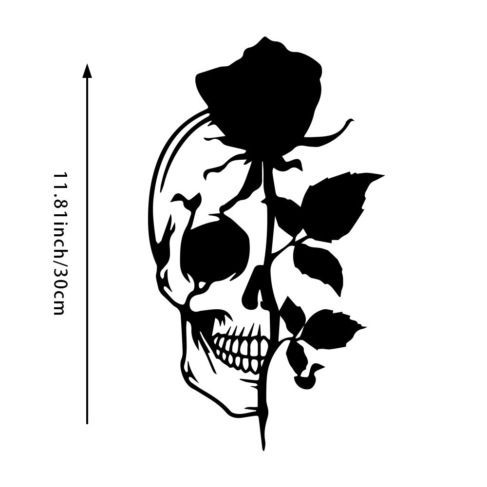 Skull with Rose Metal Wall Art - огляд і ціна Halloween Skeleton Decoration