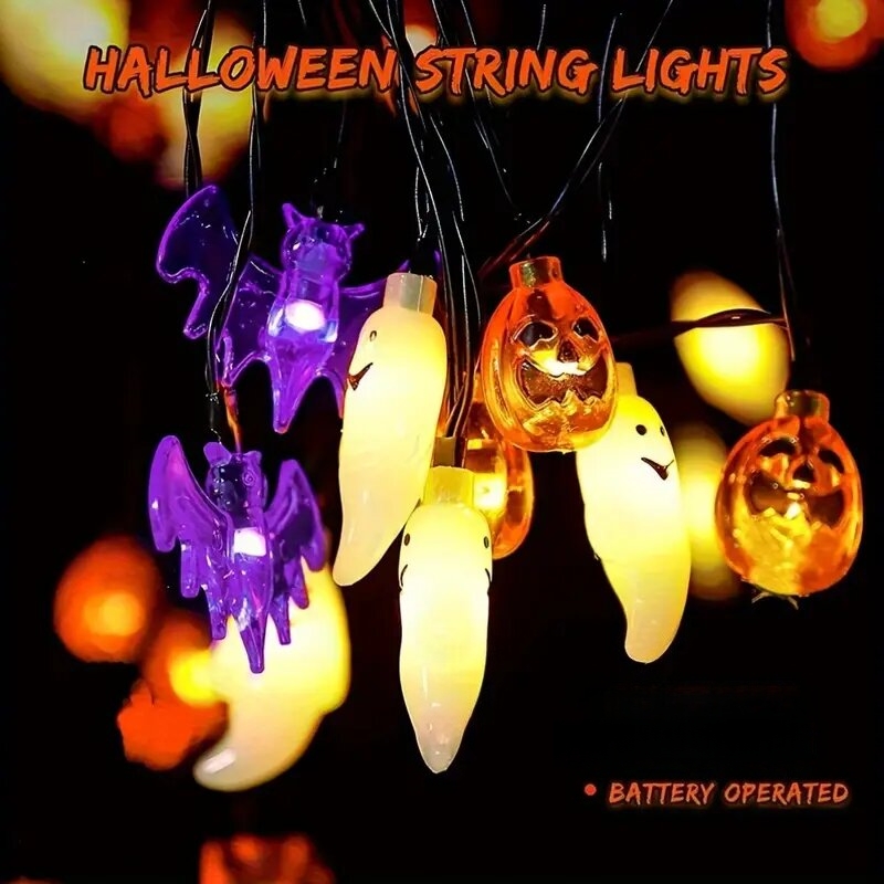 Cute Pumpkin Bat Ghost Hallowe - огляд і ціна Halloween Led String Lights Orange