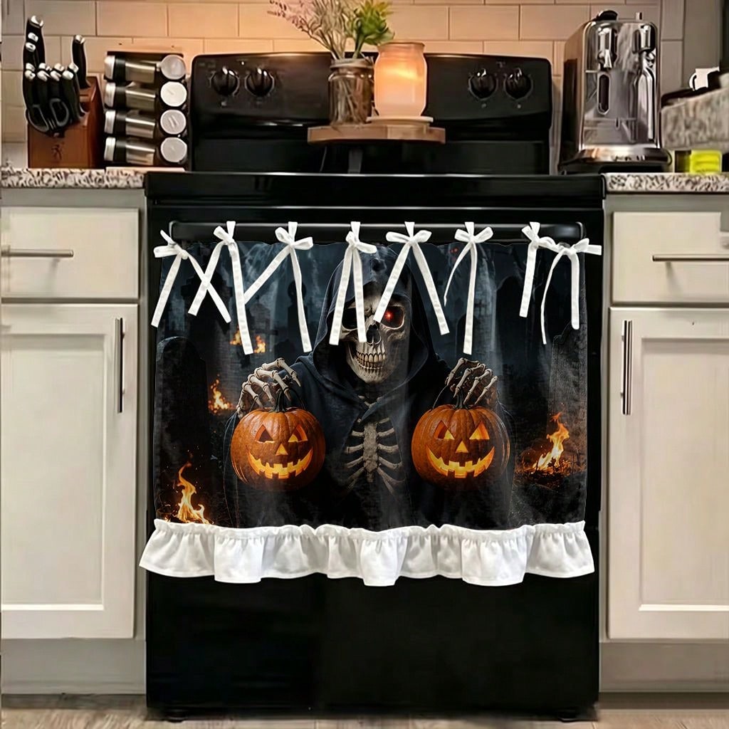 1 Piece Kitchen Stove Curtain  - огляд і ціна Pumpkin Lantern Halloween