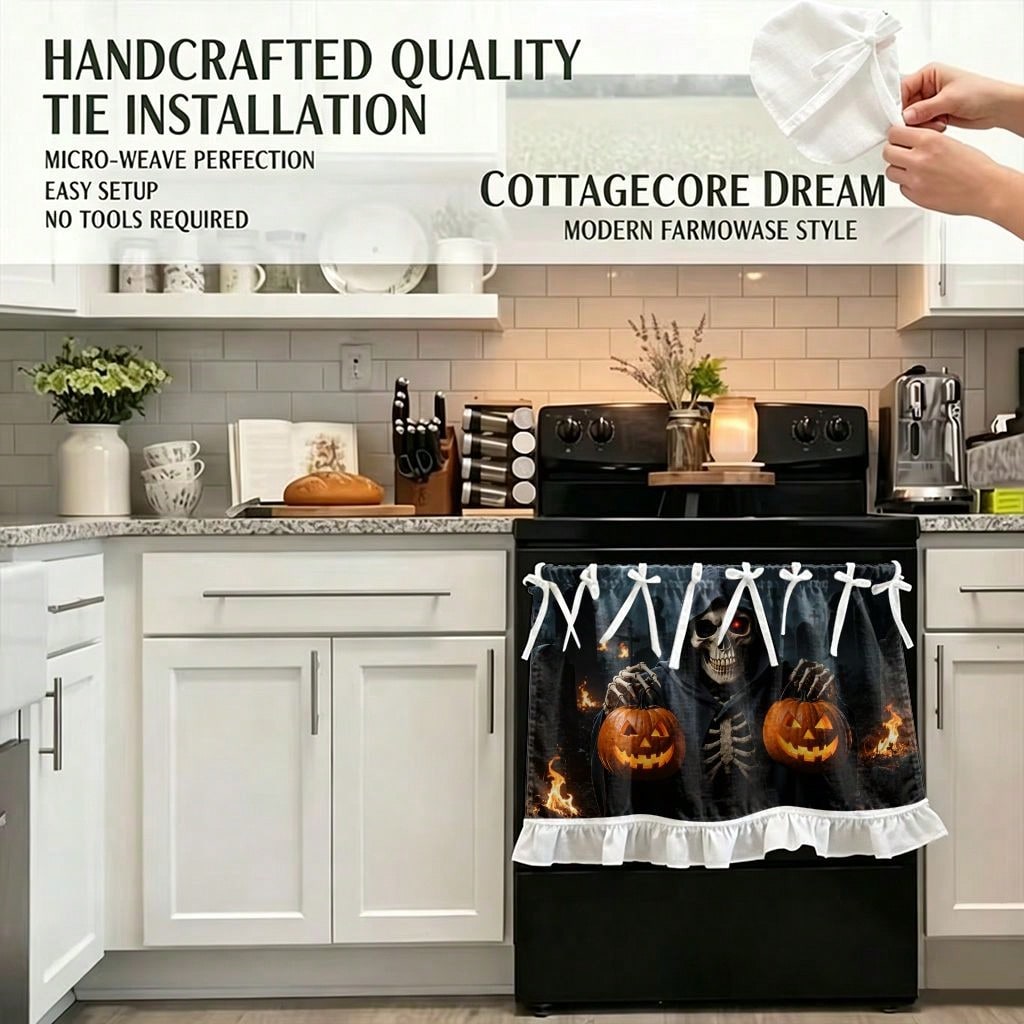 1 Piece Kitchen Stove Curtain  - огляд і ціна Pumpkin Lantern Halloween