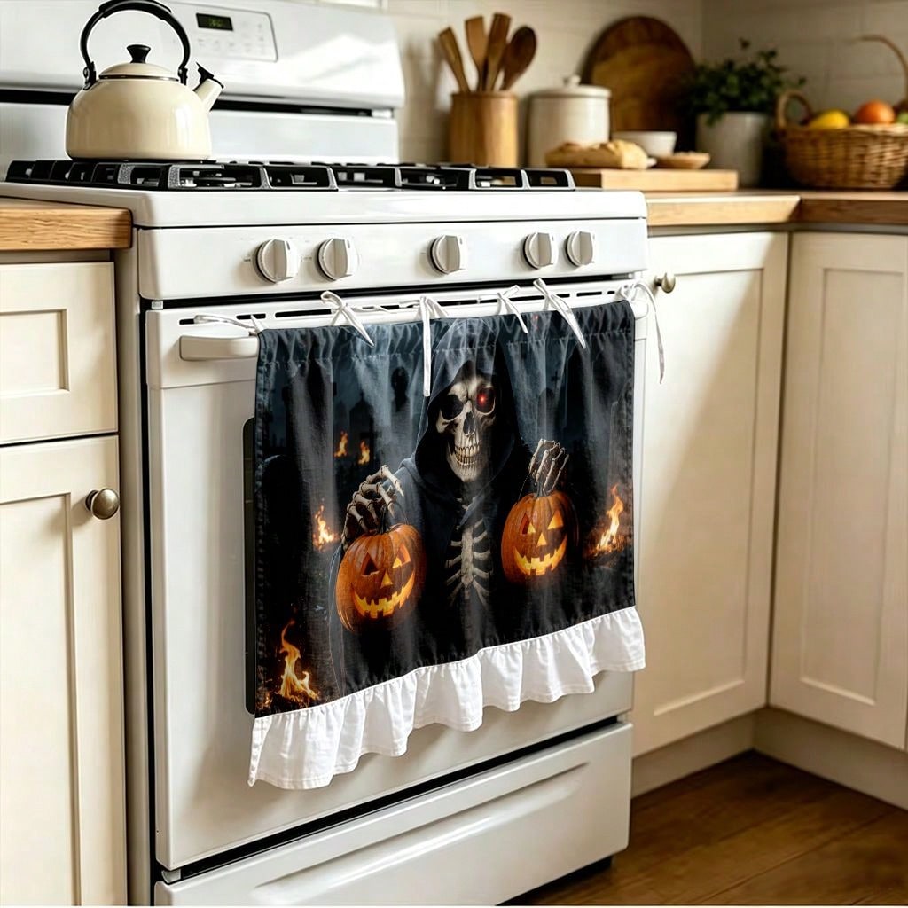 1 Piece Kitchen Stove Curtain  - огляд і ціна Pumpkin Lantern Halloween