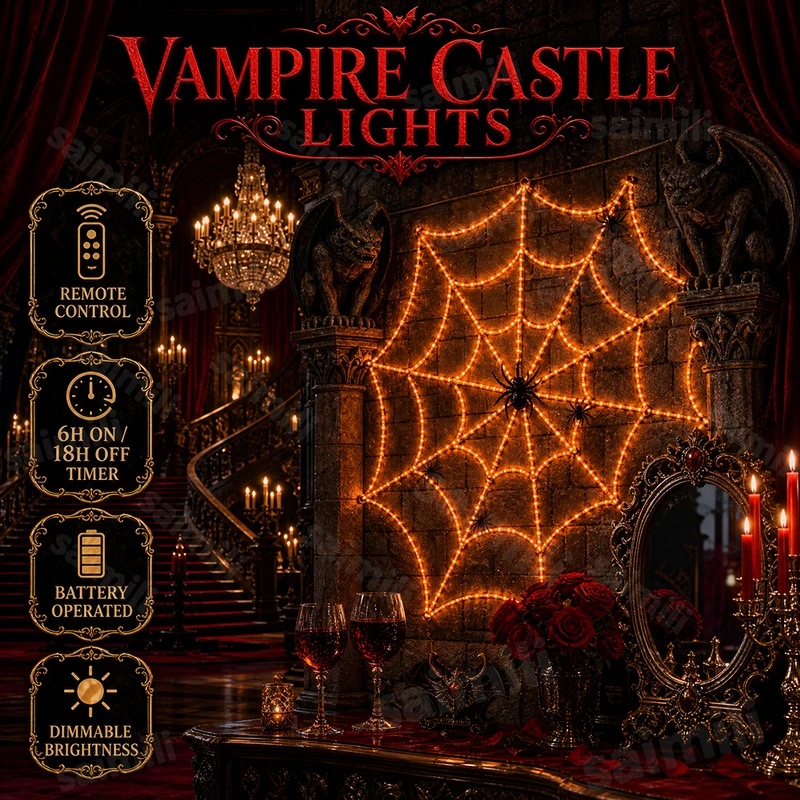 Halloween Spider Web LED Strin - огляд і ціна Halloween Led String Lights Orange