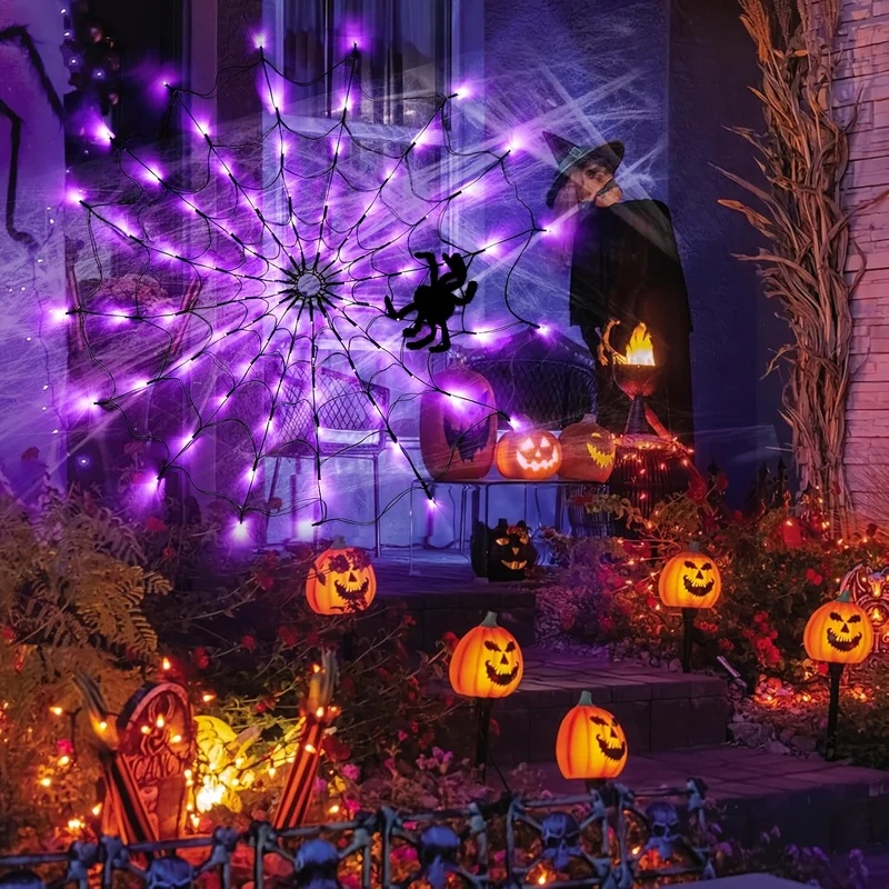 Halloween Spider Web LED Strin - огляд і ціна Halloween Led String Lights Orange