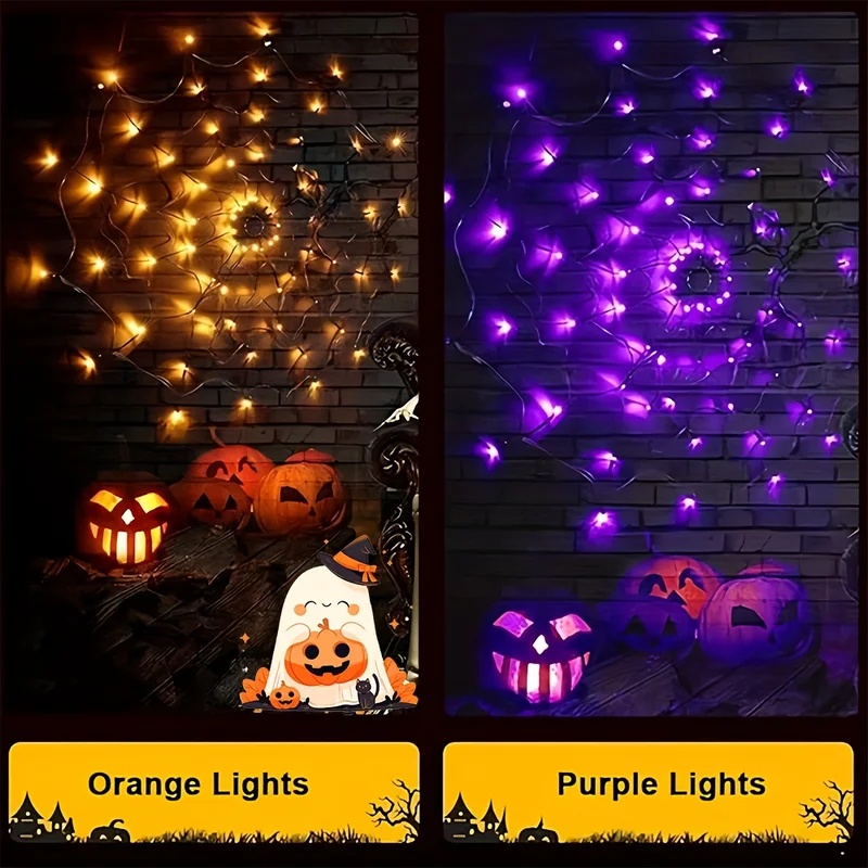 Halloween Spider Web LED Strin - огляд і ціна Halloween Led String Lights Orange