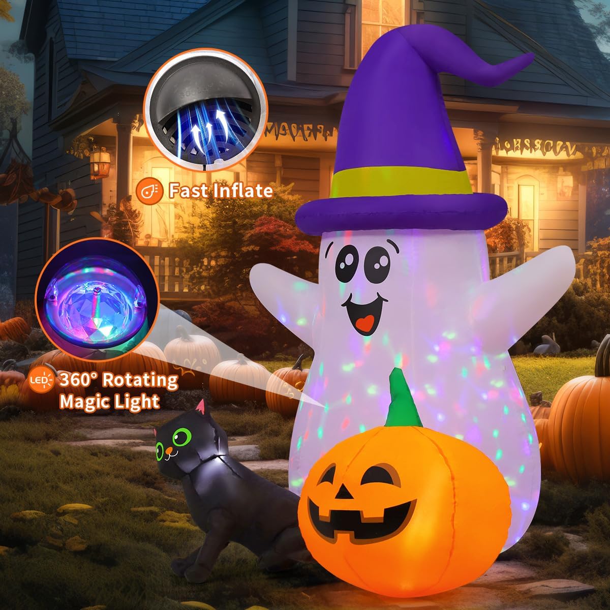 5 Feet Halloween Inflatables G - огляд і ціна Halloween Pumpkin Decor Led