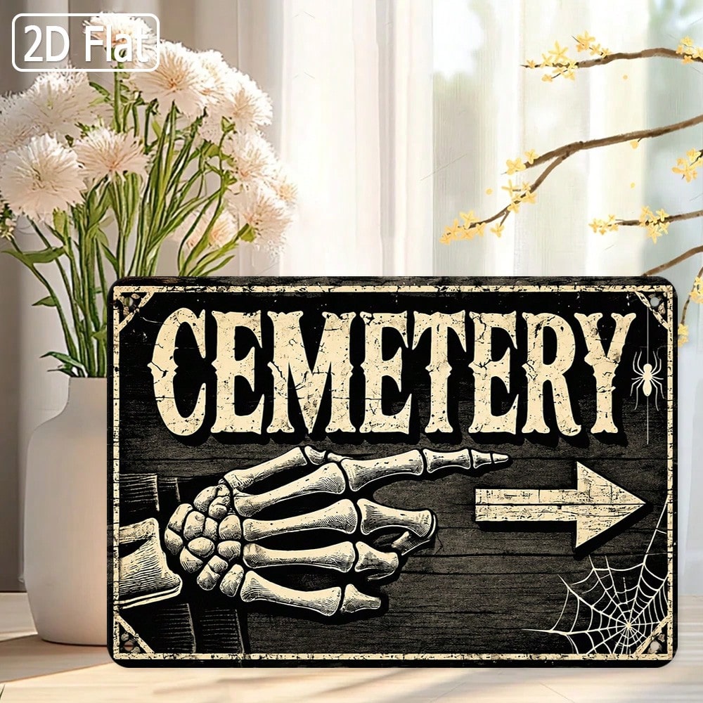 1pc 2D Flat Tin Sign - Vintage - огляд і ціна Halloween Skeleton Decoration
