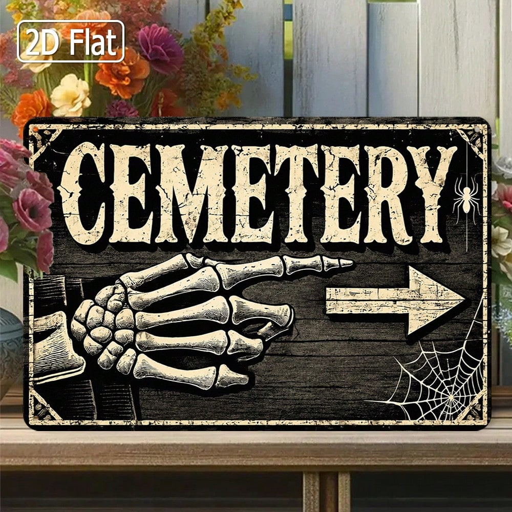 1pc 2D Flat Tin Sign - Vintage - огляд і ціна Halloween Skeleton Decoration