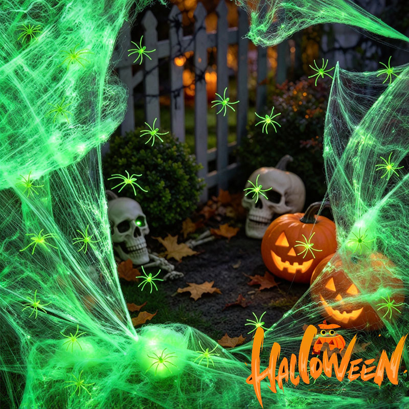 1-5Sets Halloween Glow in The  - огляд і ціна Spider Web Halloween Decoration