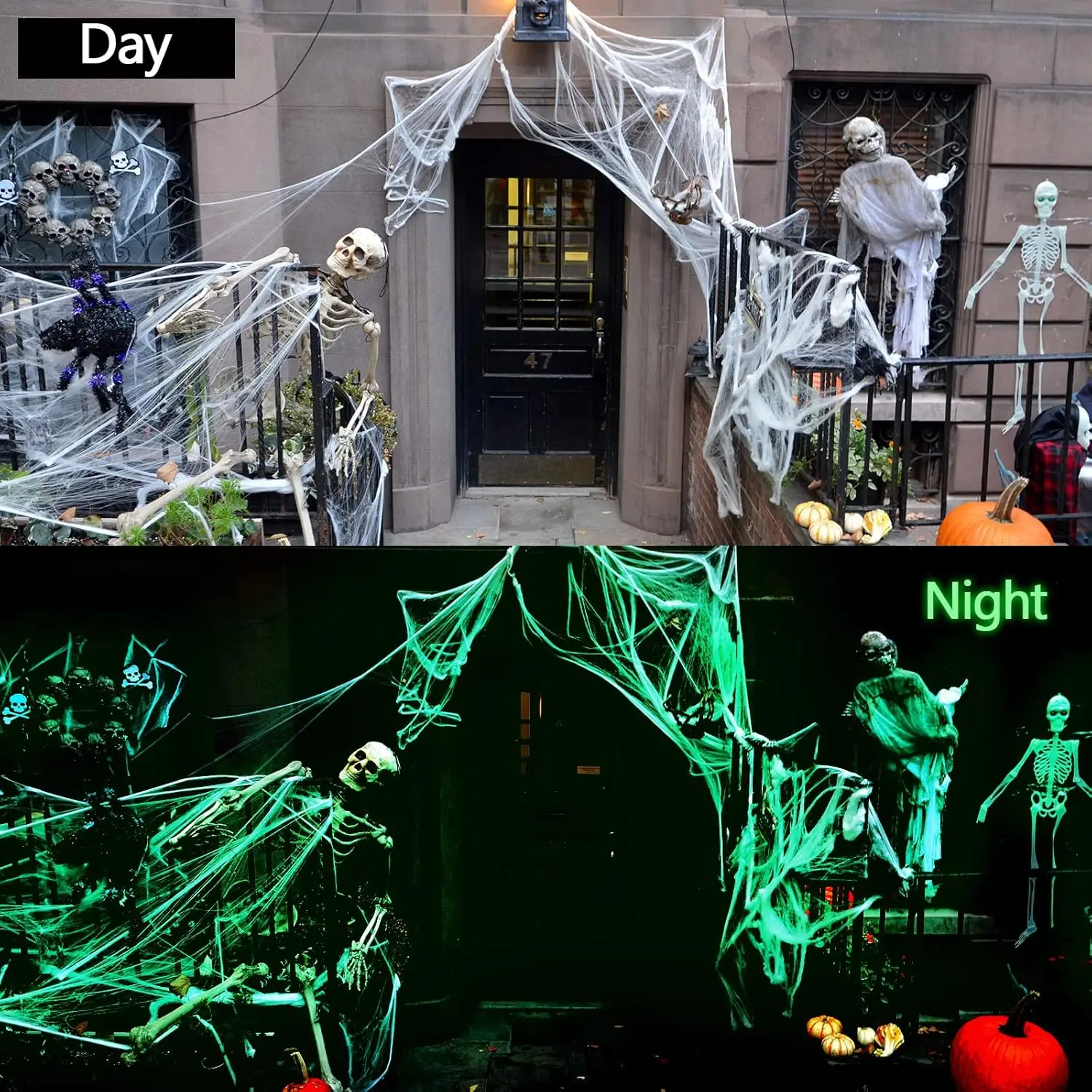 1-5Sets Halloween Glow in The  - огляд і ціна Spider Web Halloween Decoration